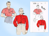 New York 1378: 1930s Classic Men's Sports Shirt 16in Neck Vintage Sewing Pattern