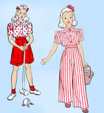 New York 1465: 1940s Uncut Girls Slacks & Blouse Size 10 Vintage Sewing Pattern