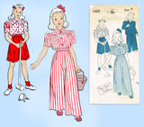 New York 1465: 1940s Uncut Girls Slacks & Blouse Size 10 Vintage Sewing Pattern