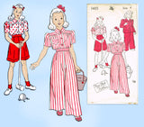 New York 1465: 1940s Uncut Toddler Girls Slacks & Blouse Sz 4 VTG Sewing Pattern