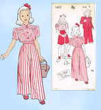 New York 1465: 1940s Uncut Toddler Girls Slacks & Blouse Sz 4 VTG Sewing Pattern
