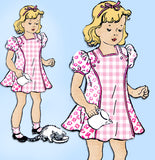 1940s Vintage New York Sewing Pattern 1493 Sweet Uncut Toddler Girls Dress Sz 6