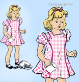 1940s Vintage New York Sewing Pattern 1493 Sweet Uncut Toddler Girls Dress Sz 6