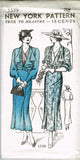 New York 1539: 1930s Uncut Women's Street Dress Size 38 B Vintage Sewing Pattern