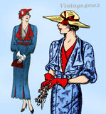 New York 1539: 1930s Uncut Women's Street Dress Size 38 B Vintage Sewing Pattern