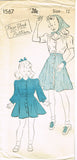 1940s Vintage New York Sewing Pattern 1567 Uncut WWII Girls Shirtwaist Dress 12