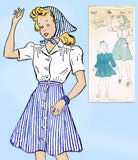 1940s Vintage New York Sewing Pattern 1567 Uncut WWII Girls Shirtwaist Dress 12