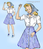 1940s Vintage New York Sewing Pattern 1567 Uncut WWII Girls Shirtwaist Dress 12