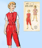1940s Vintage New York Sewing Pattern 1571 Uncut Little Girls Play Clothes Sz 8
