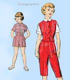 1940s Vintage New York Sewing Pattern 1571 Uncut Little Girls Play Clothes Sz 8