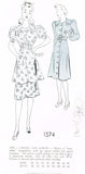 1940s Vintage New York Sewing Pattern 1574 Uncut Misses Dress & Button On Apron Sz 30 Bust
