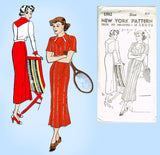 New York 1582: 1930s Uncut Misses Street Dress Size 40 B Vintage Sewing Pattern
