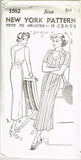 New York 1582: 1930s Uncut Misses Street Dress Size 40 B Vintage Sewing Pattern