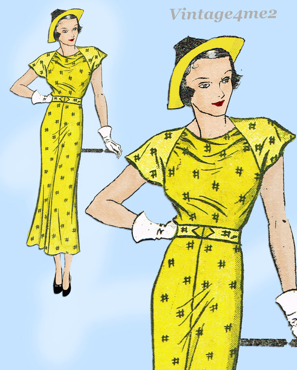 New York 169: 1930s Uncut Misses Street Dress Size 36 B Vintage Sewing Pattern