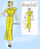 New York 169: 1930s Uncut Misses Street Dress Size 36 B Vintage Sewing Pattern