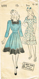 1940s Vintage New York Sewing Pattern 1698 Misses Dancing Dress Size 36 Bust -Vintage4me2