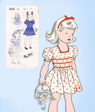 1940s Original Vintage New York Sewing Pattern 1841 Toddler Girls Dress Size 4
