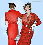 New York 313: 1930s Uncut Misses Coat Dress Size 36 Bust Vintage Sewing Pattern