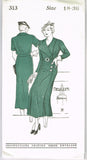 New York 313: 1930s Uncut Misses Coat Dress Size 36 Bust Vintage Sewing Pattern