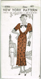 New York 4006: 1930s Uncut Misses Plus Size Dress 42 Bust Vintage Sewing Pattern
