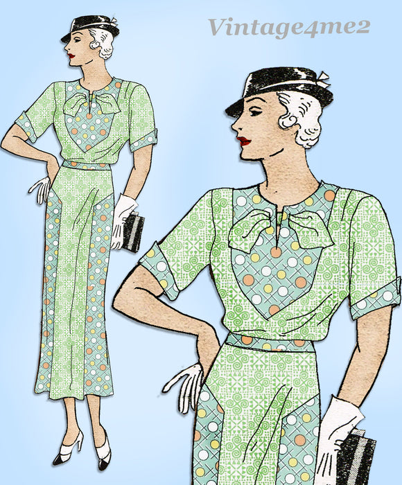 New York 4006: 1930s Uncut Misses Plus Size Dress 42 Bust Vintage Sewing Pattern