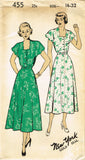 New York 455: 1940s Uncut Misses Scalloped Dress Sz 32 B Vintage Sewing Pattern