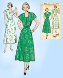 New York 455: 1940s Uncut Misses Scalloped Dress Sz 32 B Vintage Sewing Pattern
