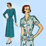 New York 473: 1950s Uncut Misses Peplum Dress Sz 32 Bust Vintage Sewing Pattern