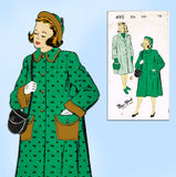 1950s Vintage New York Sewing Pattern 495 Uncut Little Girls Over Coat Sz 14