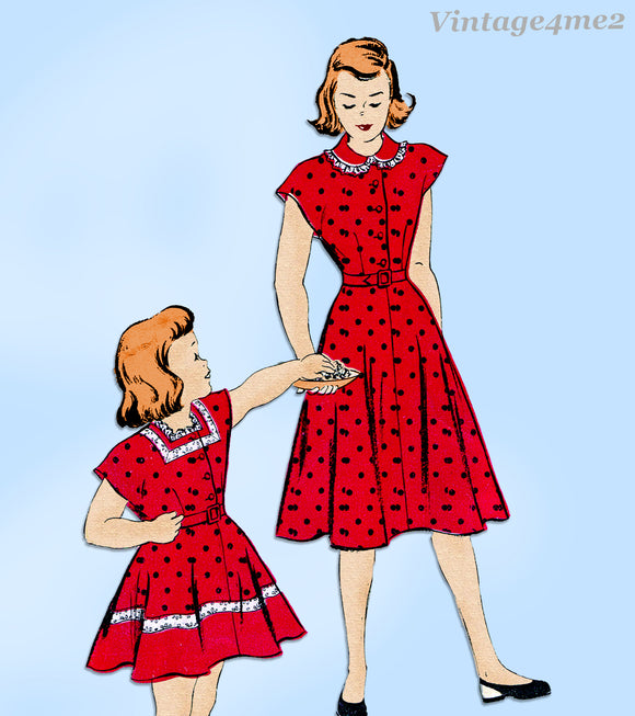 1950s Vintage New York Sewing Pattern 515 Uncut Little Girls Dress Size 8