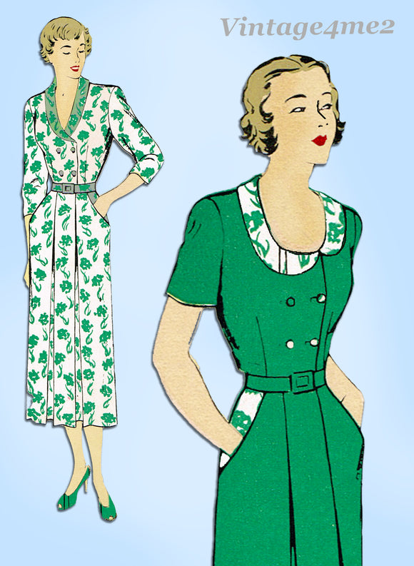New York 519: 1950s Uncut Misses Day Dress Size 30 B Vintage Sewing Pattern