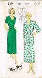 New York 519: 1950s Uncut Misses Day Dress Size 30 B Vintage Sewing Pattern