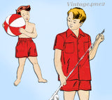 1950s Vintage New York Sewing Pattern 645 Uncut Little Boy's Swim Suit & Shirt Sz 10