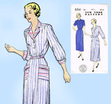 1950s Vintage New York Sewing Pattern 654 Uncut Shirtwaist Dress Size 34 Bust