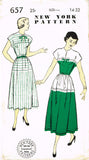 New York 657: 1940s Uncut Misses Street Dress Sz 32 Bust Vintage Sewing Pattern