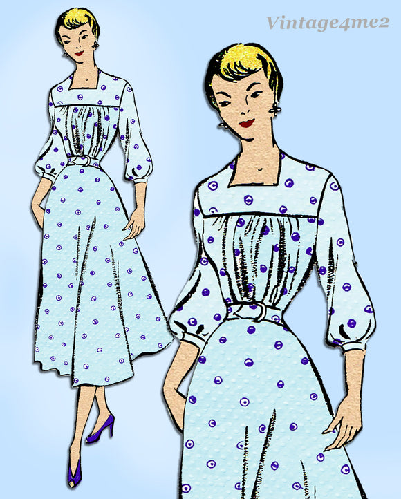 New York 680: 1950s Uncut Petite Misses Dress Sz 29 Bust Vintage Sewing Pattern