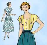New York 682: 1950s Uncut Petite Misses Dress Sz 29 Bust Vintage Sewing Pattern