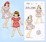 1950s Vintage New York Sewing Pattern 722 Uncut Little Girls 2 PC Playsuit Sz 10
