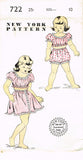 1950s Vintage New York Sewing Pattern 722 Uncut Little Girls 2 PC Playsuit Sz 10