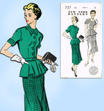 New York 727: 1950s Uncut Misses Peplum Suit Size 31 Bust Vintage Sewing Pattern