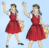 1950s Vintage New York Sewing Pattern 743 Uncut Little Girls Jumper & Blouse Sz8
