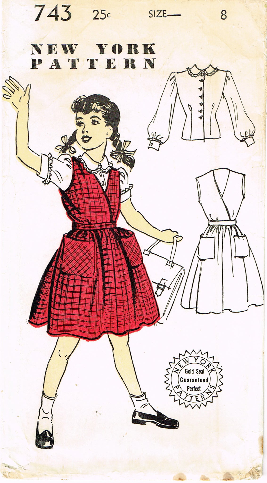 1950s Vintage New York Sewing Pattern 743 FF Girls Jumper & Blouse
