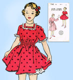 1950s Vintage New York Sewing Pattern 745 Cute Uncut Toddler Girls Dress Size 6