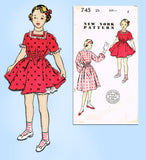 1950s Vintage New York Sewing Pattern 745 Cute Uncut Toddler Girls Dress Size 6