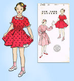 1950s Vintage New York Sewing Pattern 745 Cute Uncut Little Girls Dress Size 8