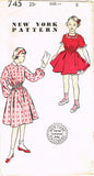 1950s Vintage New York Sewing Pattern 745 Cute Uncut Little Girls Dress Size 8