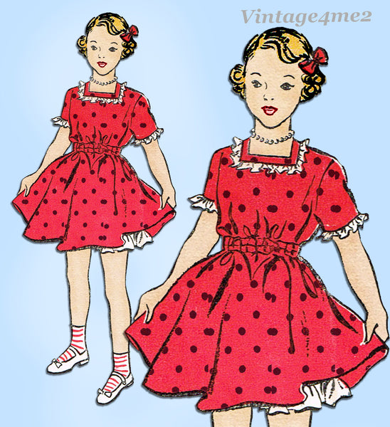 1950s Vintage New York Sewing Pattern 745 Cute Uncut Toddler Girls Dress Size 6