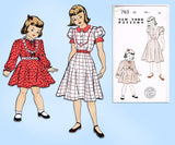 1950s Vintage New York Sewing Pattern 763 Uncut Little Girls Sunday Dress Sz 10