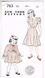 1950s Vintage New York Sewing Pattern 763 Uncut Little Girls Sunday Dress Sz 10