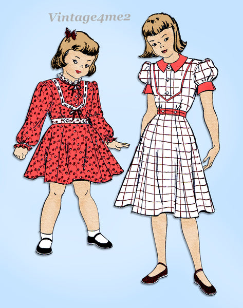 1950s Vintage New York Sewing Pattern 763 Uncut Little Girls Sunday Dress Sz 10